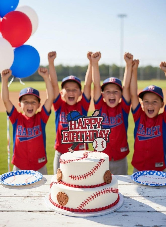 Confetti! Baseball Birthday Cake Topper - Red & Blue Glitter Sports Cake Decoration | Baseball Party Supplies for Boys, Kids, Teens & Sports-Themed Birthdays - Image 5